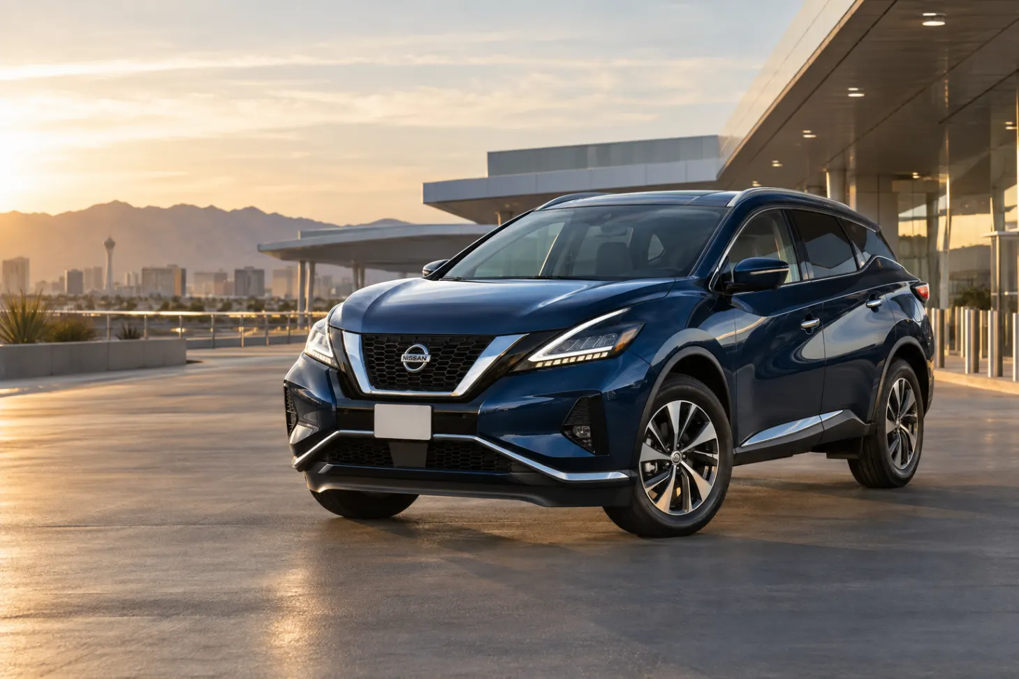 Blue 2026–2027 Nissan Murano Midsize SUV at an airport terminal